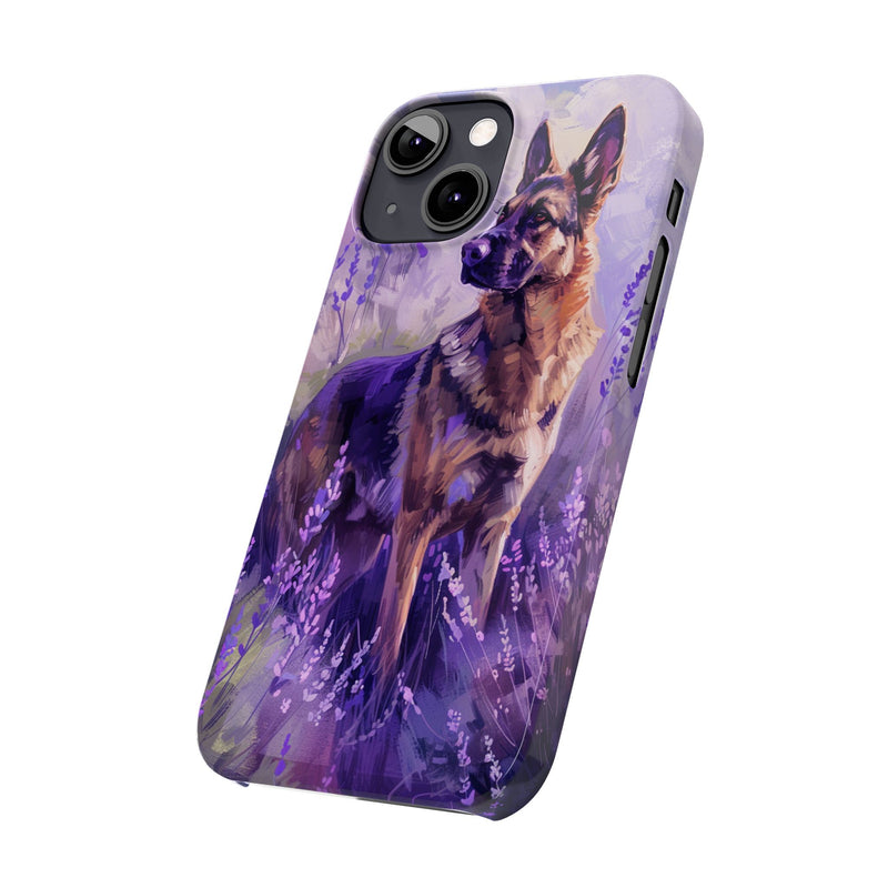 German Shepherd Dog with Flowers Slim iPhone Cases