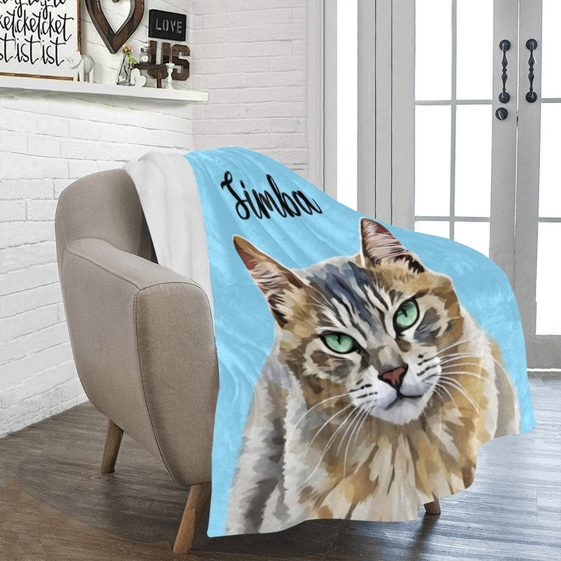 Custom Pet Dog Portrait Fleece Blanket, Gift idea for Dog Lovers, Dog Mom, Dog Dad