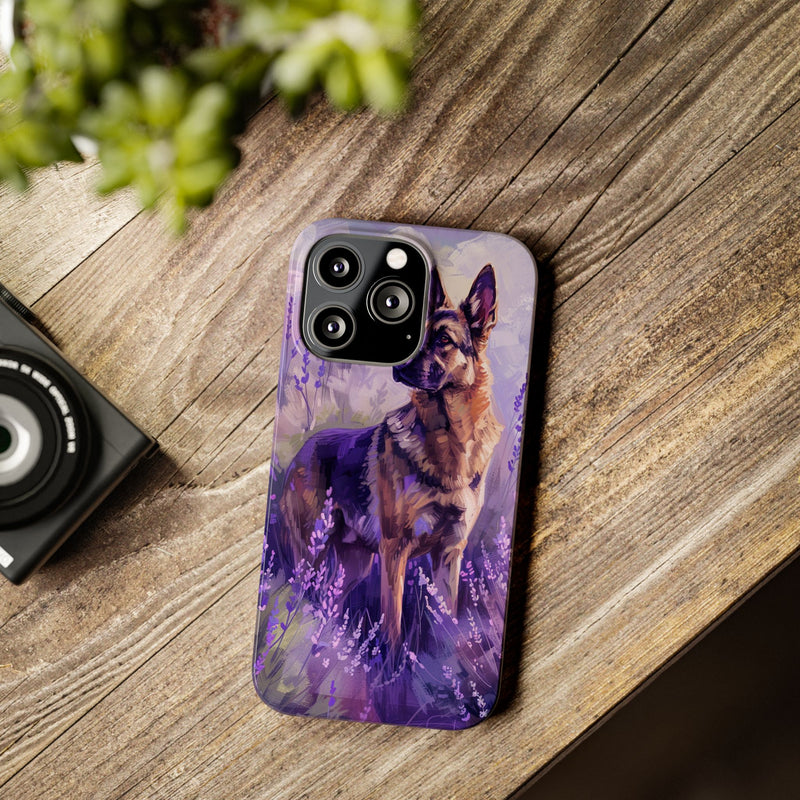 German Shepherd Dog with Flowers Slim iPhone Cases