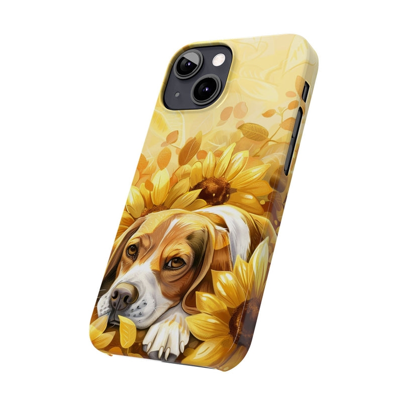 Beagle with Sunflowers i-Phone Cases