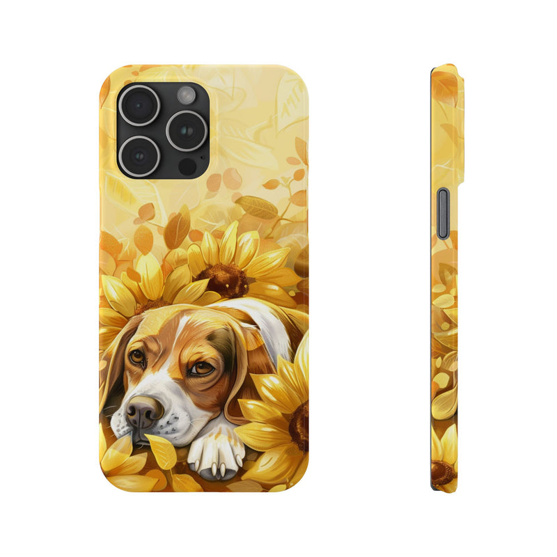 Beagle with Sunflowers i-Phone Cases