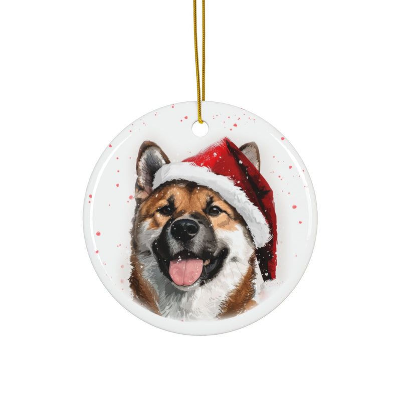 Christmas Akita Dog Ceramic Ornaments