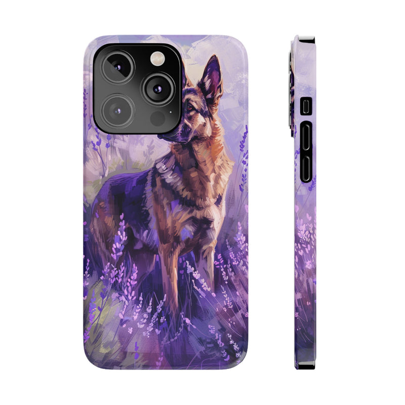 German Shepherd Dog with Flowers Slim iPhone Cases