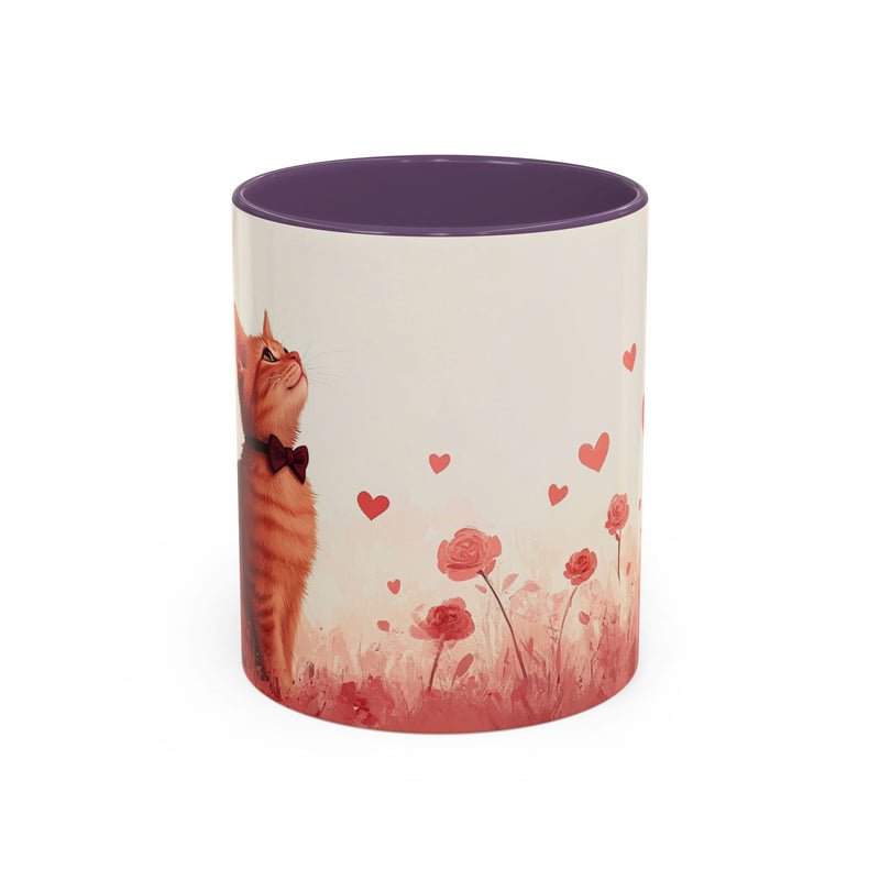 Abyssinian Valentine's Day Cat Accent Coffee Mug (11, 15oz)