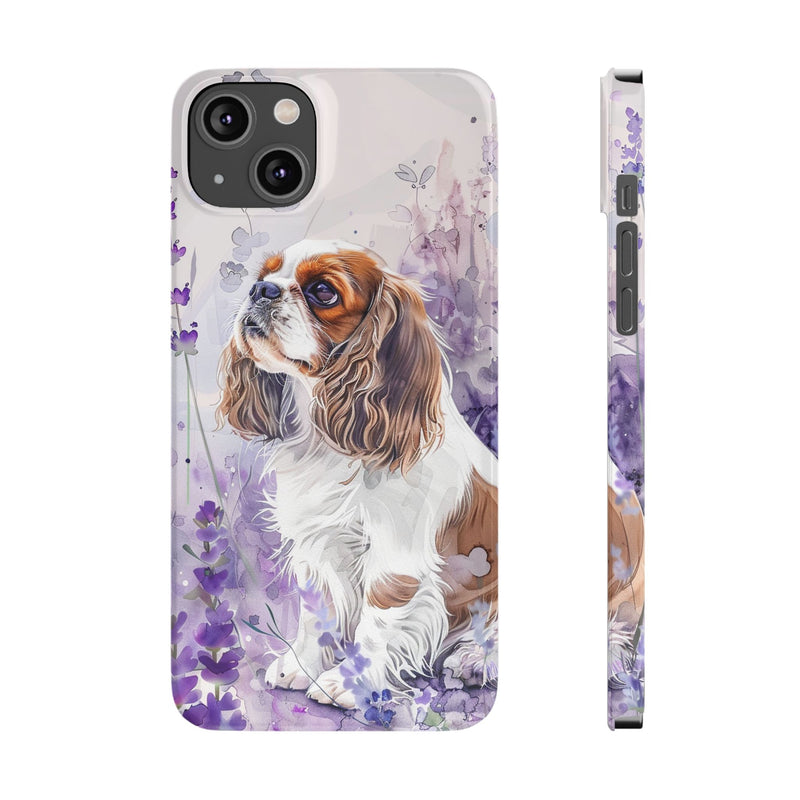 Cavalier King Charles Spaniel with Flowers Slim Phone Cases