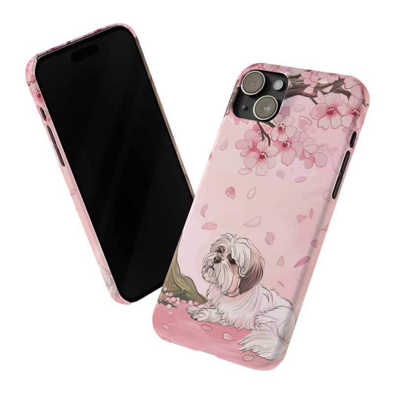 Shih Tzu with Flowers Slim iPhone Cases