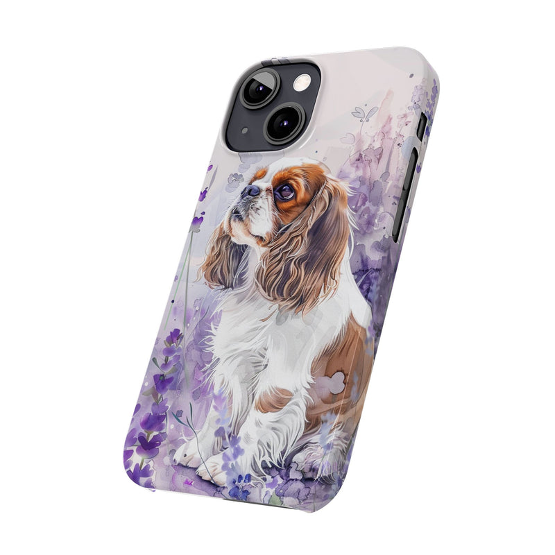 Cavalier King Charles Spaniel with Flowers Slim Phone Cases