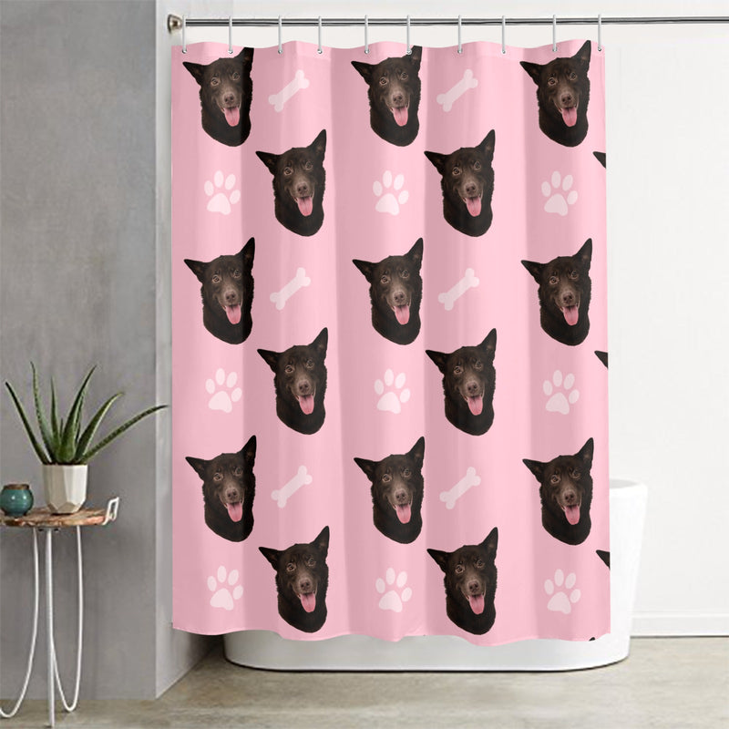 Custom Pet Photo Pattern Shower Curtain, Personalized Photo Shower Curtain Solid Colors