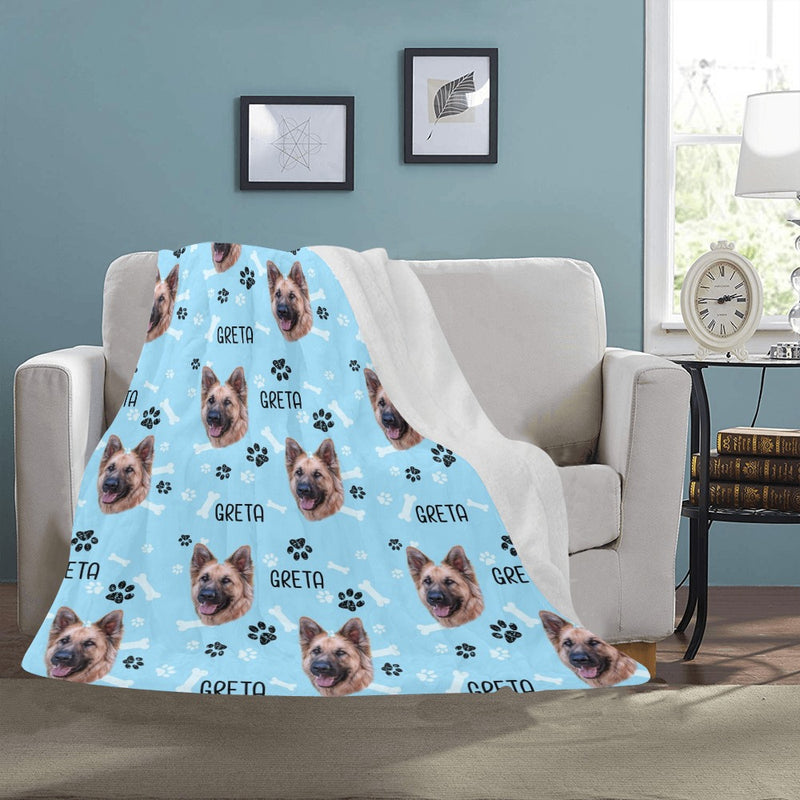 Custom Pet Photo Pattern Paw Prints, Gift For Dog Lovers - Personalized Blanket