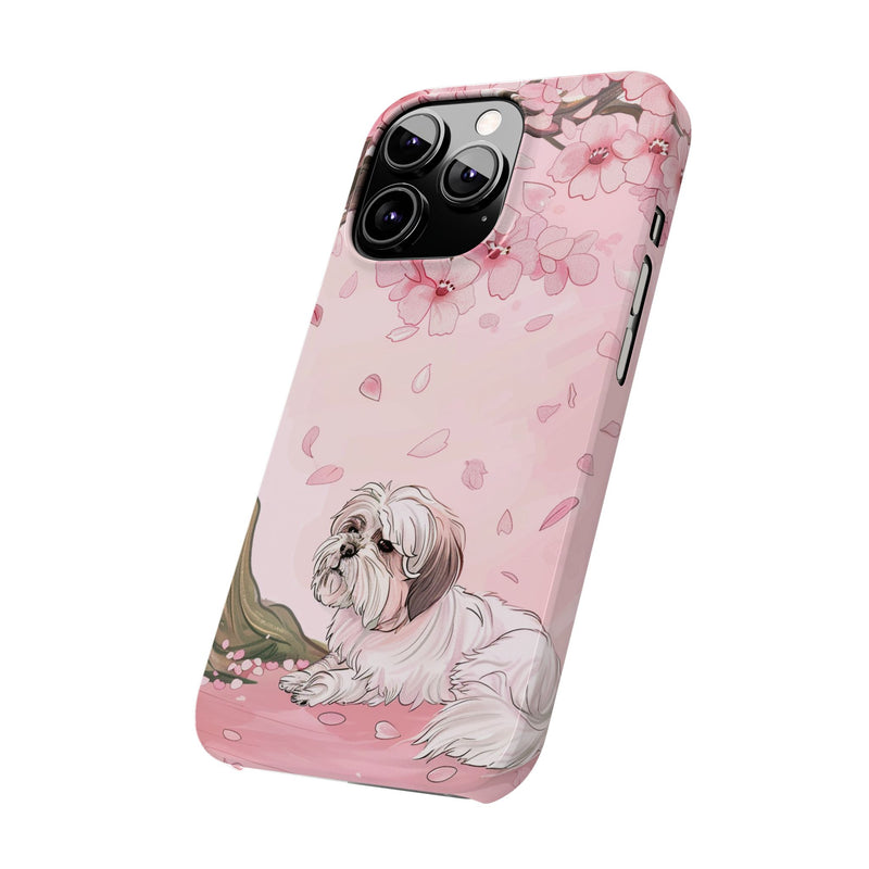 Shih Tzu with Flowers Slim iPhone Cases