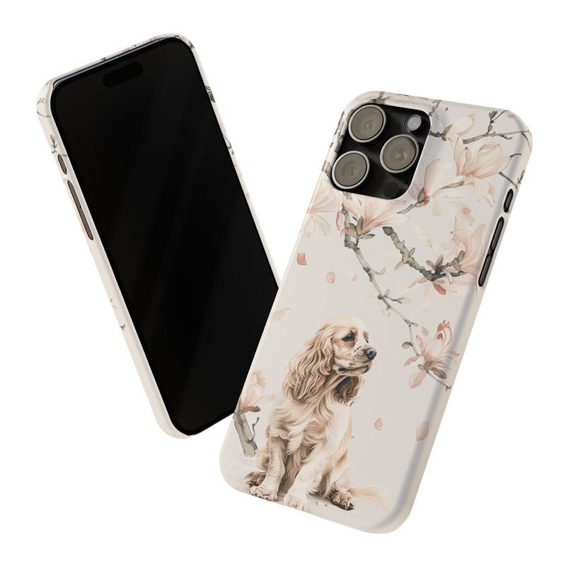 Cocker Spaniel with Flowers iPhone Slim Phone Cases