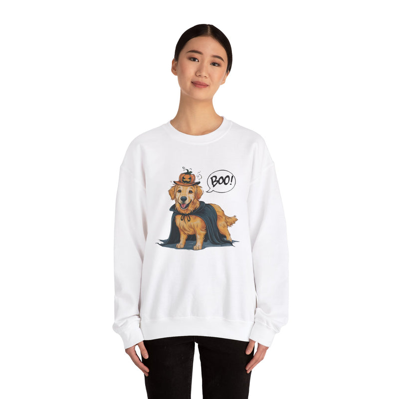 Golden Retriever Halloween Sweatshirt – Cute Dog with Boo Text