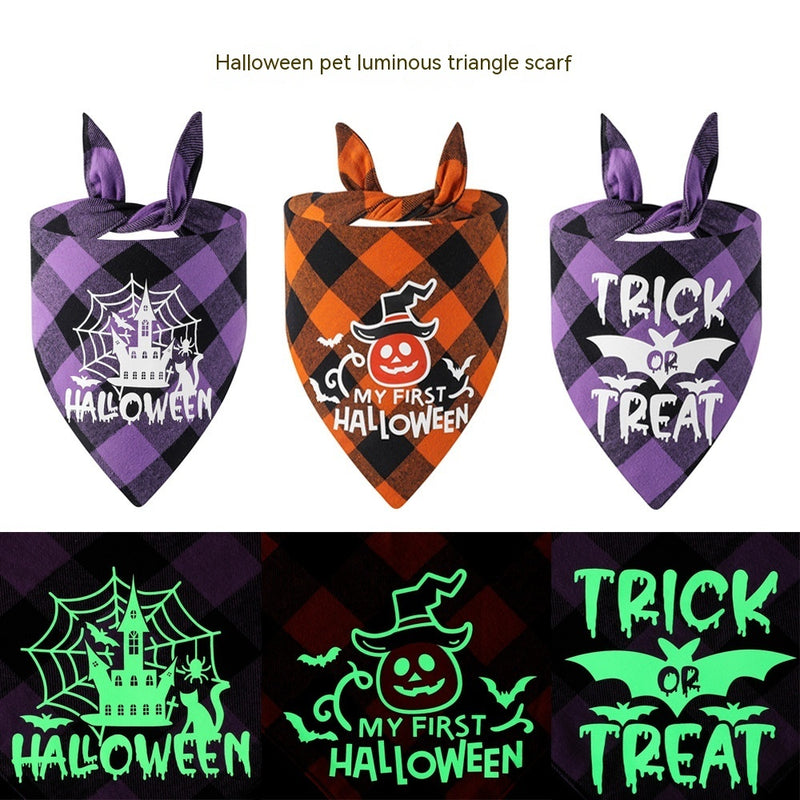 Plaid Glow-in-the-Dark Halloween Dog Bandana