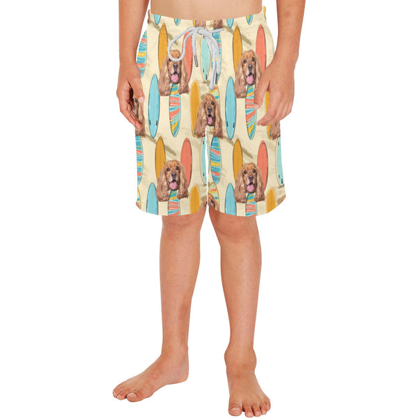 Custom Pet Dog Faces Photo Boys' Casual Beach Shorts