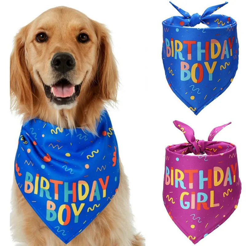 Large Pet Scarf Birthday Boy Birthday Girl Trendy & Comfortable Bandana for Dogs with Playful Designs