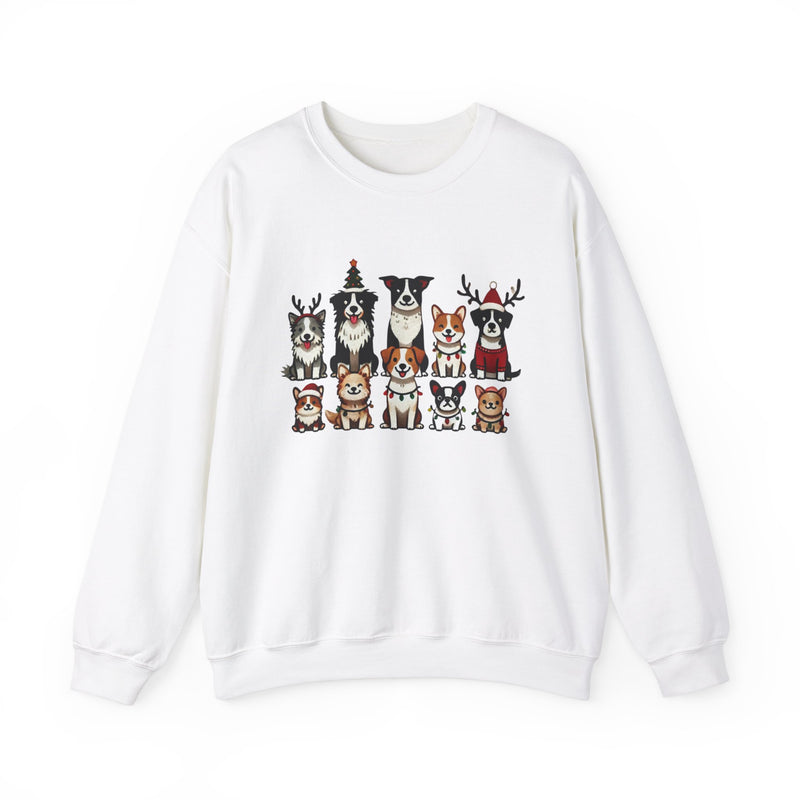 Cute Dog Cartoon Christmas Sweatshirt with Lights & Antlers – Festive Holiday Outfit