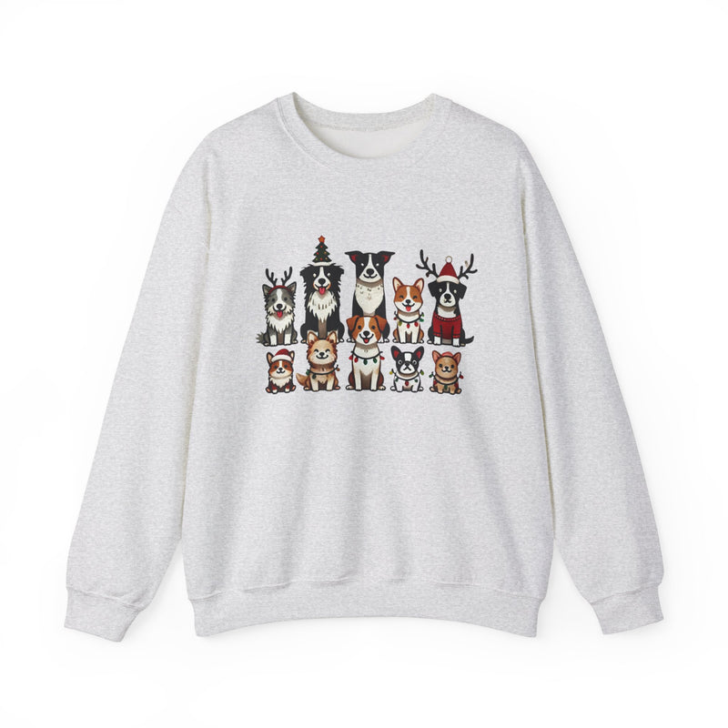 Cute Dog Cartoon Christmas Sweatshirt with Lights & Antlers – Festive Holiday Outfit