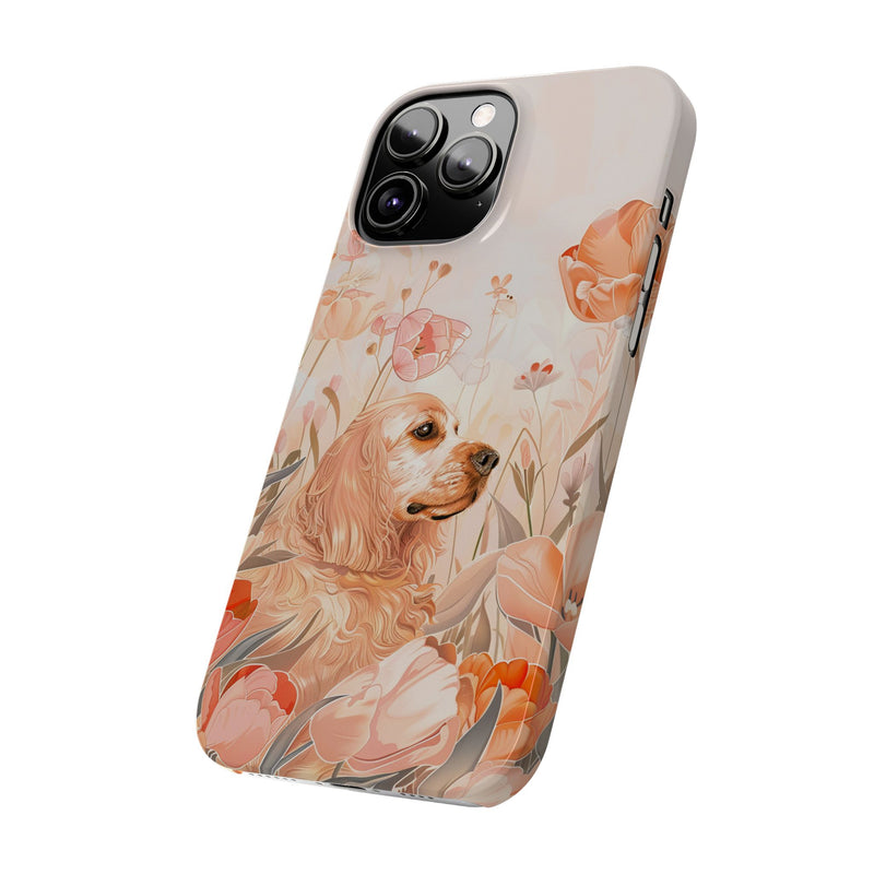 Cocker Spaniel with Flowers iPhone Slim Phone Cases