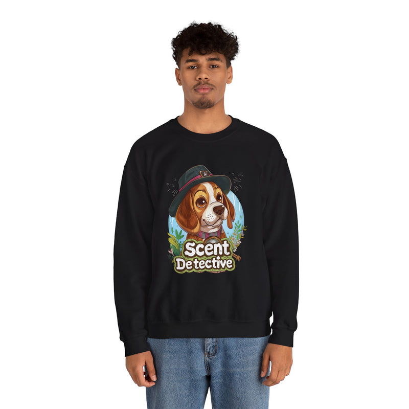 Scent Detective Beagle Unisex Crewneck Sweatshirt – Dog in Detective Hat