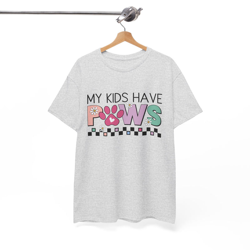 My Kids Have Paws Unisex Heavy Cotton T-shirt, Dog Mom Shirt, Dog Dad Gifts