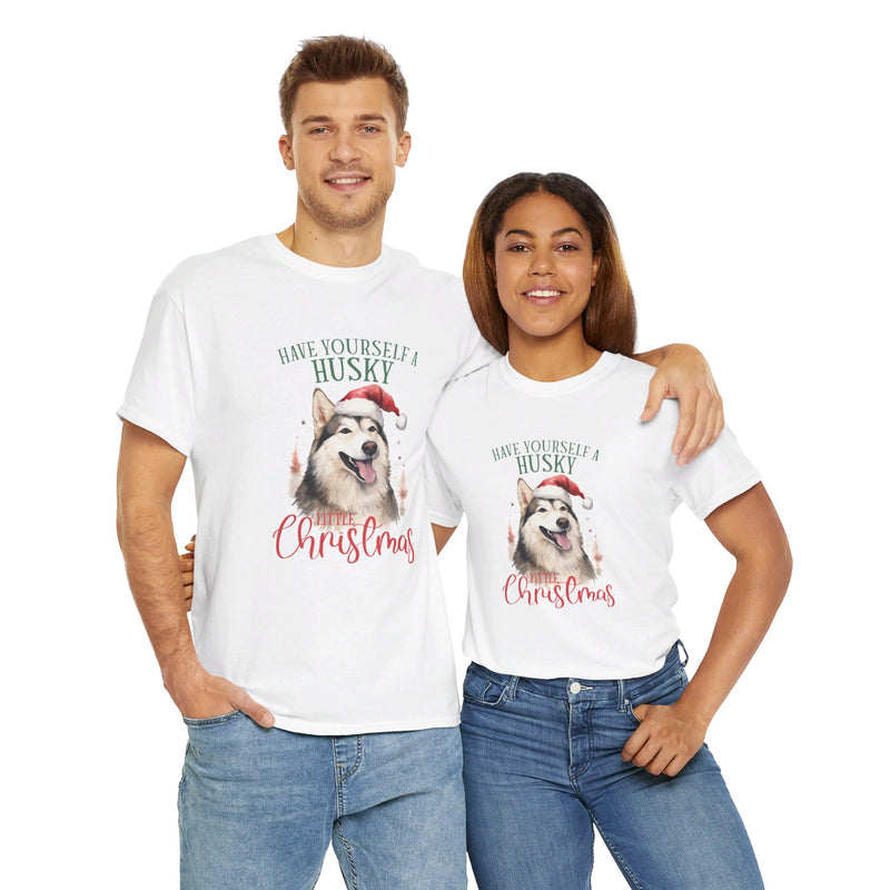 Have Yourself Husky Christmas Unisex Heavy Cotton Tee | Siberian Husky Christmas Gift