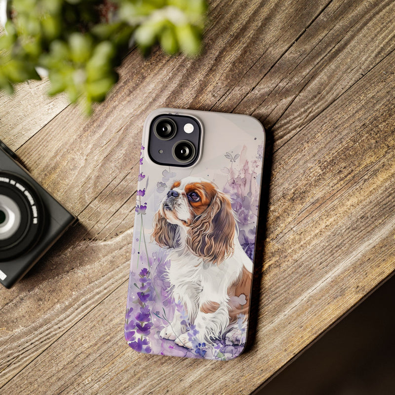 Cavalier King Charles Spaniel with Flowers Slim Phone Cases