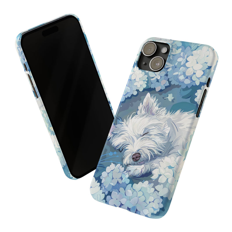 West Highland White Terrier with Flowers Slim iPhone Cases