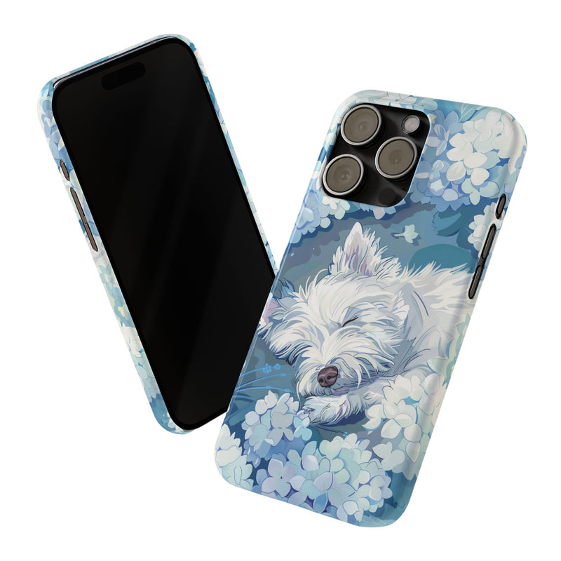 West Highland White Terrier with Flowers Slim iPhone Cases