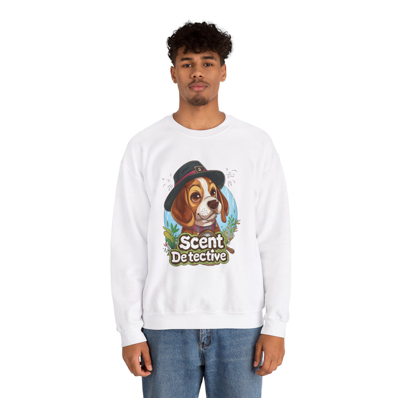 Scent Detective Beagle Unisex Crewneck Sweatshirt – Dog in Detective Hat