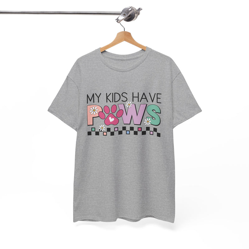 My Kids Have Paws Unisex Heavy Cotton T-shirt, Dog Mom Shirt, Dog Dad Gifts