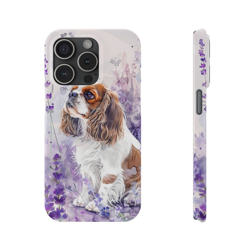 Cavalier King Charles Spaniel with Flowers Slim Phone Cases