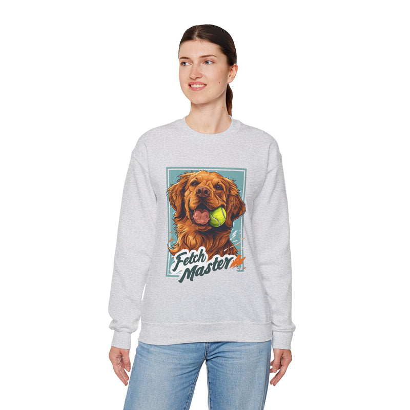 Fetch Master Golden Retriever Unisex Crewneck Sweatshirt – Playful Tennis Ball Design