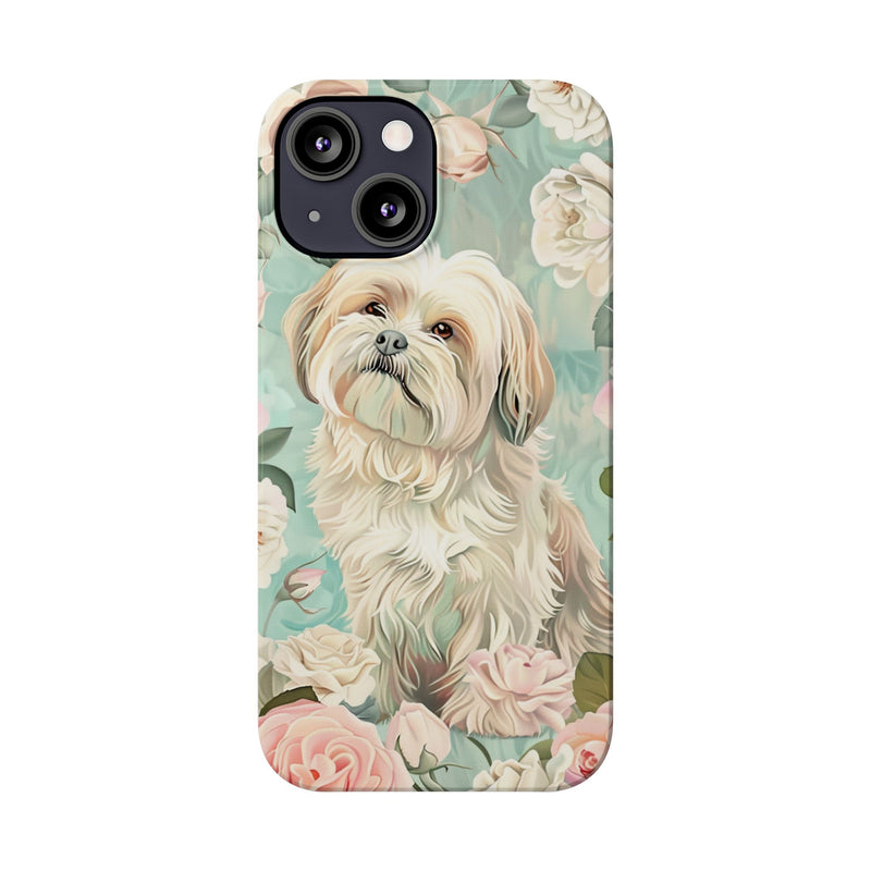 Havanese with Flowers Slim iPhone Cases