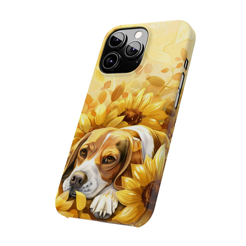 Beagle with Sunflowers i-Phone Cases