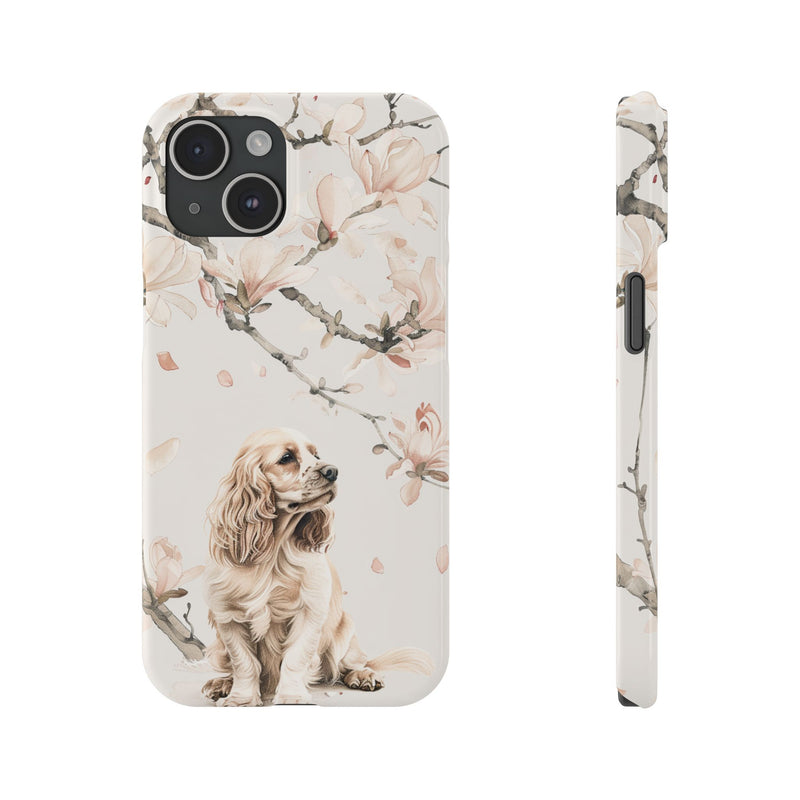 Cocker Spaniel with Flowers iPhone Slim Phone Cases