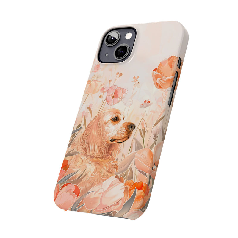 Cocker Spaniel with Flowers iPhone Slim Phone Cases