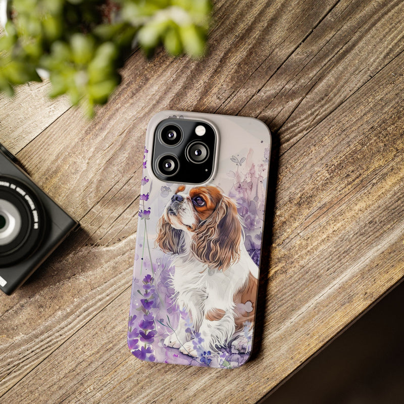 Cavalier King Charles Spaniel with Flowers Slim Phone Cases