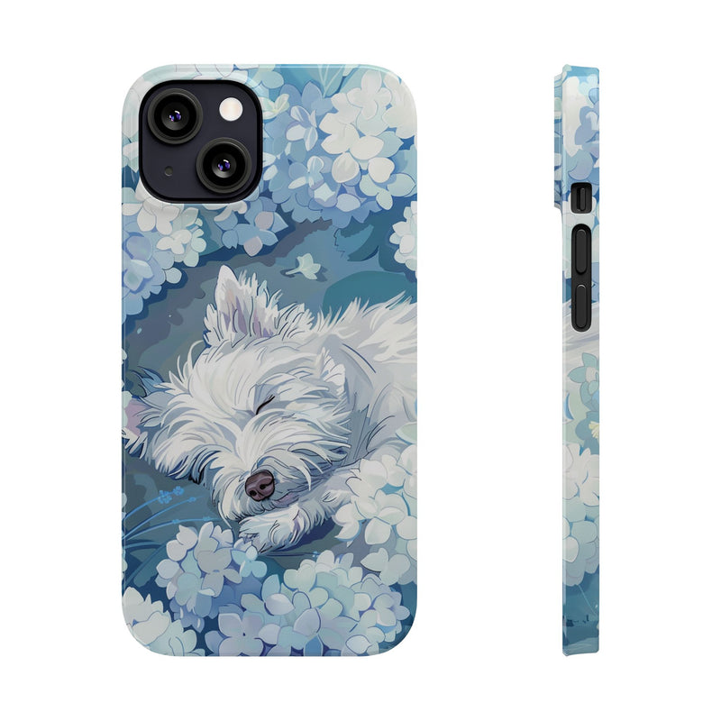 West Highland White Terrier with Flowers Slim iPhone Cases