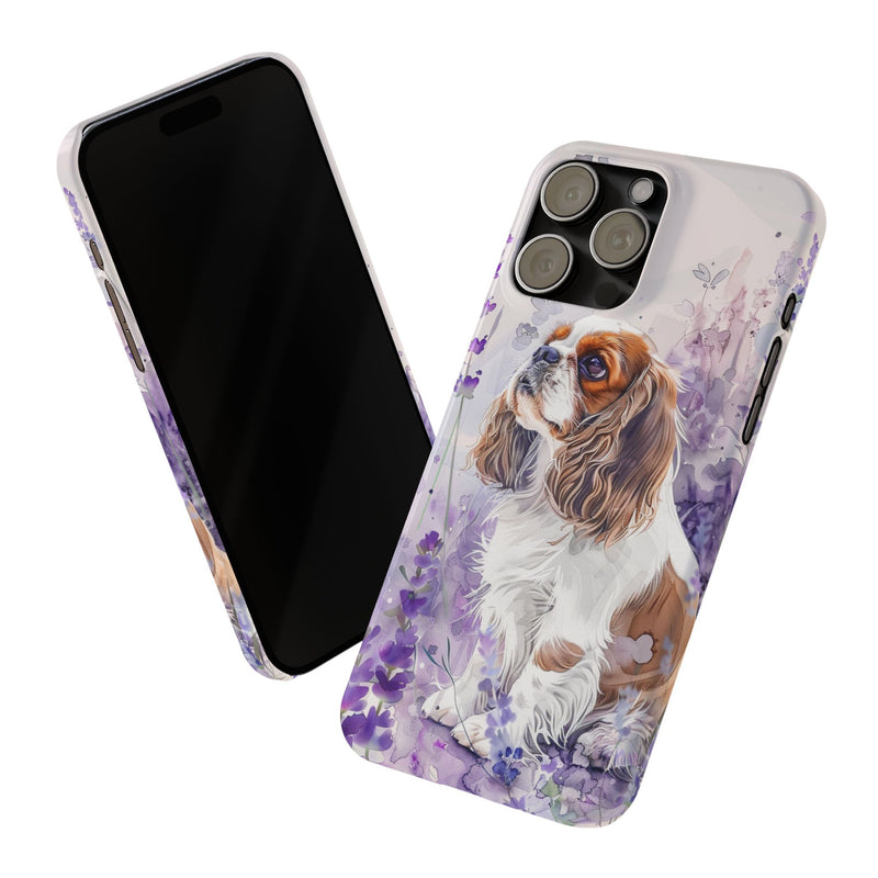 Cavalier King Charles Spaniel with Flowers Slim Phone Cases