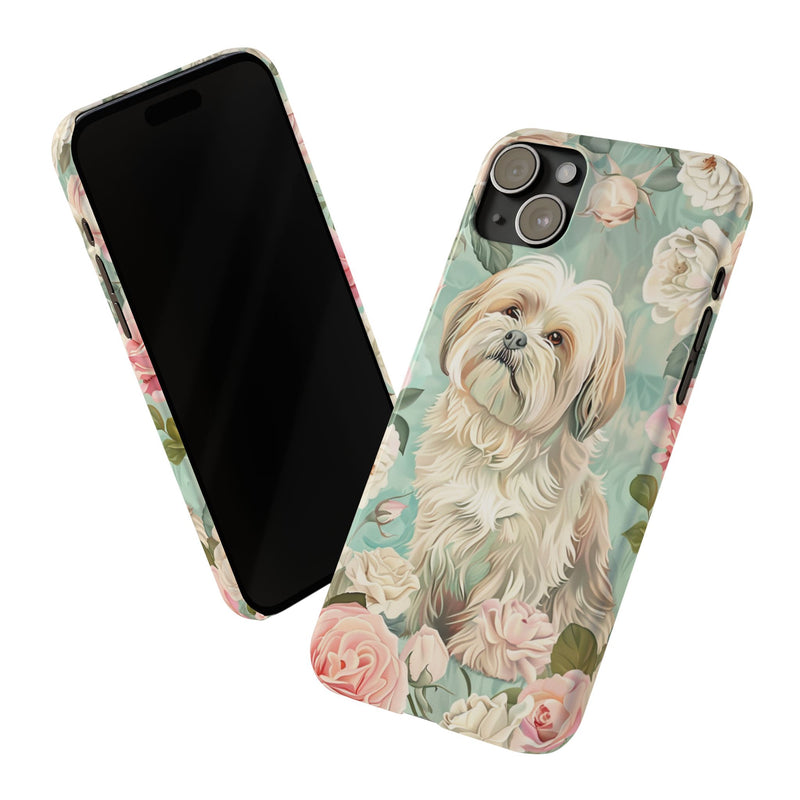 Havanese with Flowers Slim iPhone Cases