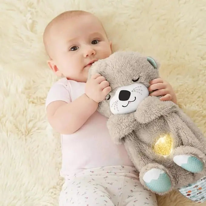 Fisher-Price Sound Machine Soothe 'n Snuggle Otter Portable Plush Baby Toy with Sensory Details Music Lights & Rhythmic Breathing Motion