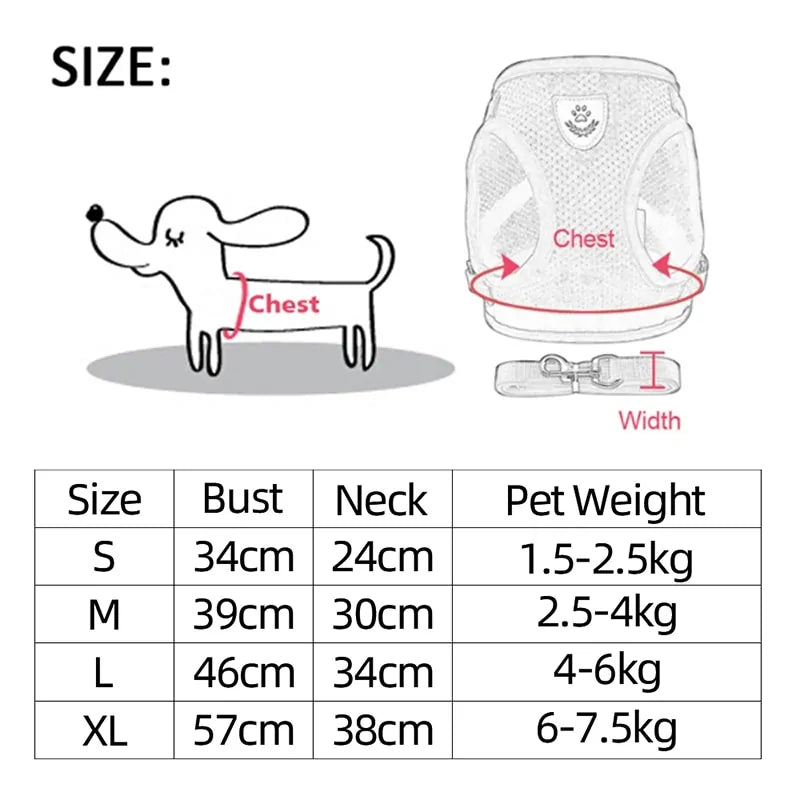 Adjustable Reflective Pet Harness for Dogs and Cats - Comfortable, Breathable Design in Multiple Colors