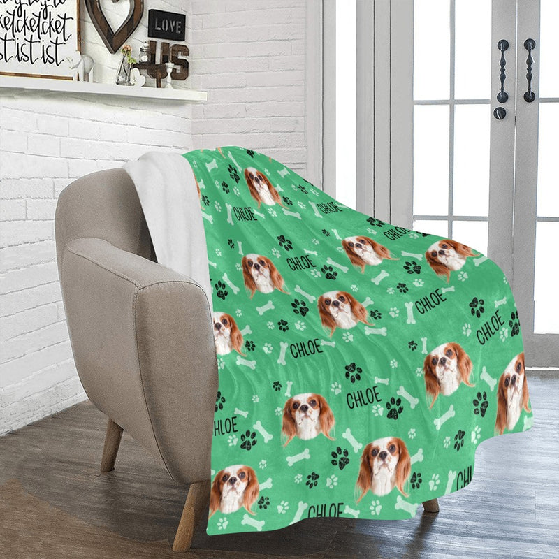 Custom Pet Photo Pattern Paw Prints, Gift For Dog Lovers - Personalized Blanket