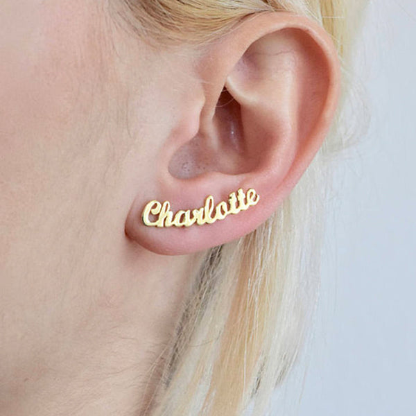 Custom English Letter Name Earrings – Personalized Stainless Steel Earrings for a Holiday Gift