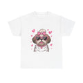 Shih Tzu with Pink Hearts Valentine's Day Unisex Heavy Cotton Tee