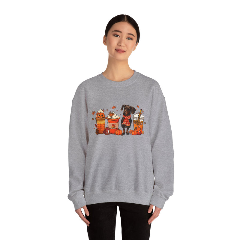 Dachshund Autumn Unisex Heavy Blend Sweatshirt – Cute Fall Dog Design with Leaves