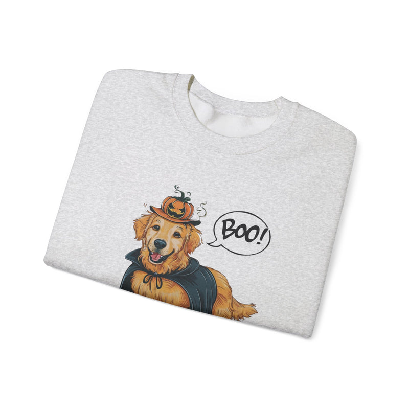 Golden Retriever Halloween Sweatshirt – Cute Dog with Boo Text