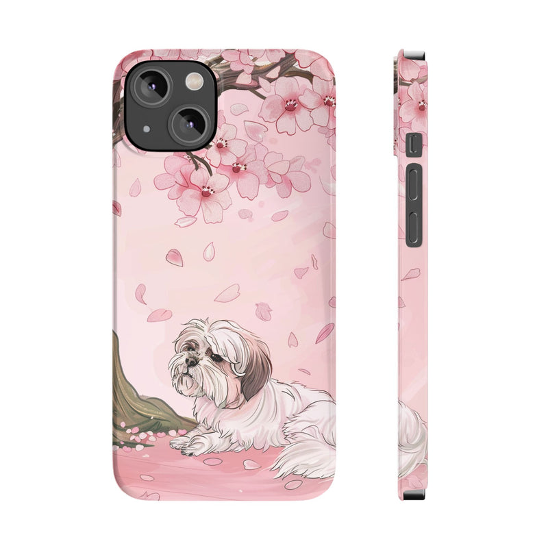 Shih Tzu with Flowers Slim iPhone Cases