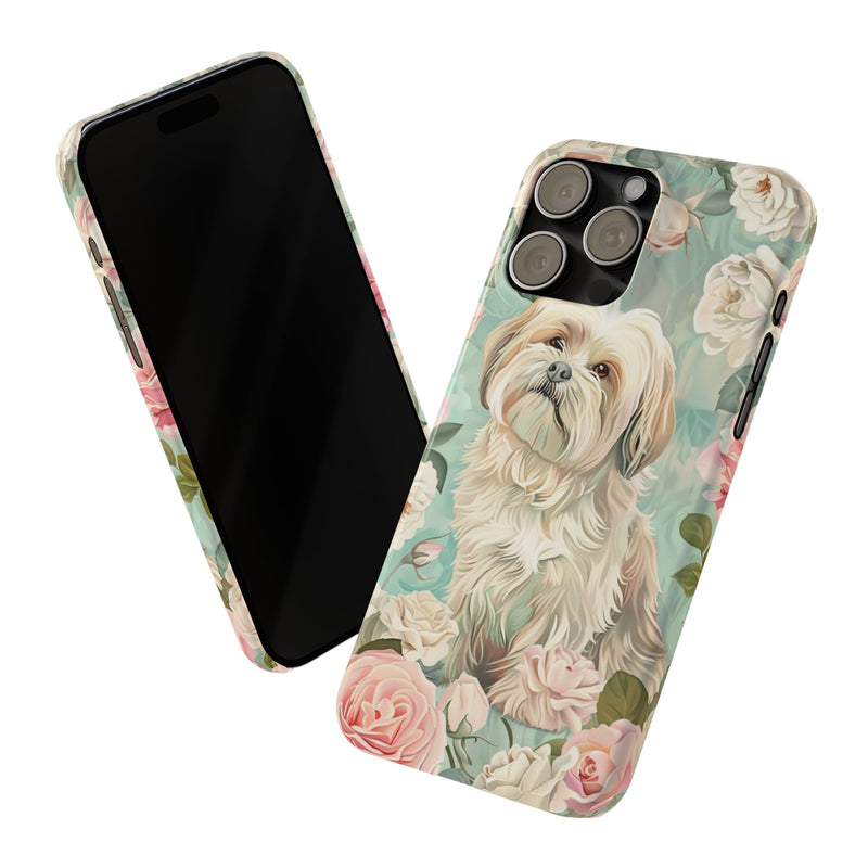 Havanese with Flowers Slim iPhone Cases