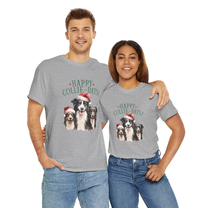 Happy Collie Days Border Collie Christmas Unisex Heavy Cotton Tee | Border Collie Christmas Gifts